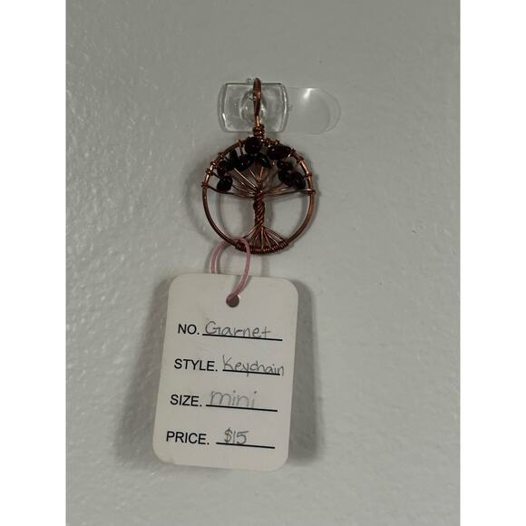 Handmade Copper and Serpentine Crystal Tree of life 3.5x2” Wall Decor - Picture 2 of 5